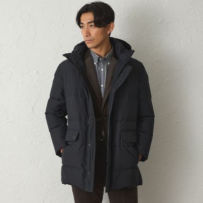 はっ水】3レイヤーポリエステルロングダウンコート（2L・3Lあり