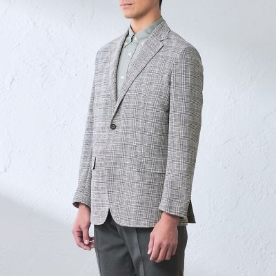 コムデギャルソン 丸襟シルクジャケットグレンチェック ガーメントウォッシュ 正統派】グレンチェックジャケット|キャラ・オ・クルス | レリアン公式