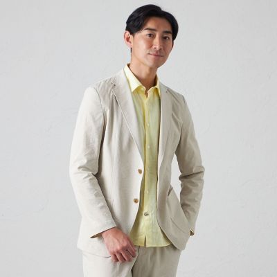 【ベージュ】プリントテックサッカーイージージャケット(セットアップ可) ベージュ】プリントテックサッカーイージージャケット(セットアップ可