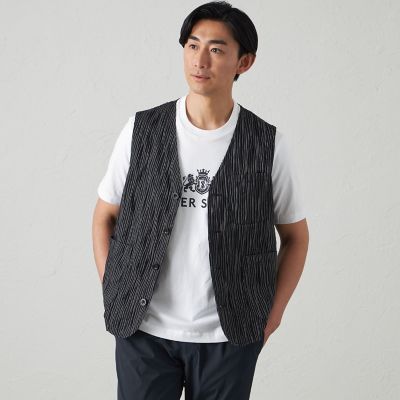 ウォッシャブル】ミックスコットンタックドビーストライプウエスト