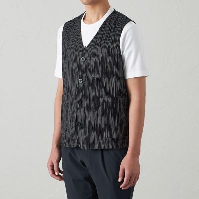 ウォッシャブル】ミックスコットンタックドビーストライプウエスト 
