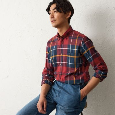 ＜BAKER STREET (Men)＞ツイルタータンチェックシャツ（２Ｌ・３Ｌあり）