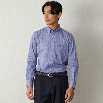 ＜BAKER STREET (Men)＞マルチストライプシャツ（２Ｌ・３Ｌあり）