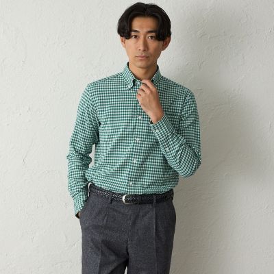 楽天市場】ギンガムチェックシャツ グリーンの通販