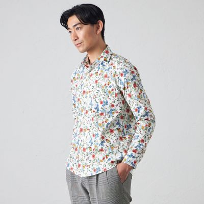 ＜BAKER STREET (Men)＞ＢＡＫＥＲ　フラワープリントシャツ（２Ｌ・３Ｌあり）