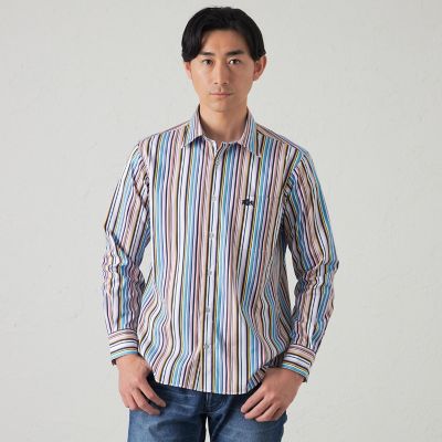 ＜BAKER STREET (Men)＞マルチストライプシャツ
