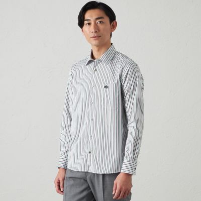 ＜BAKER STREET (Men)＞カラーストライプシャツ（２Ｌ・３Ｌあり）