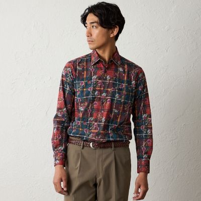 ＜BAKER STREET (Men)＞タータン×フラワープリントシャツ