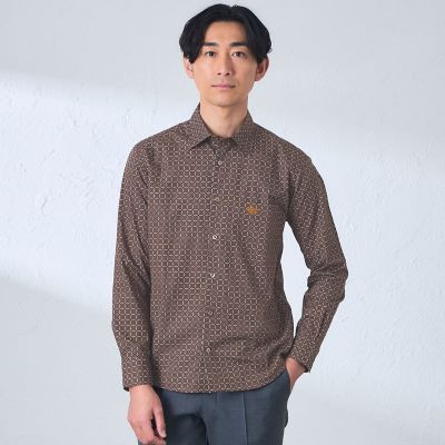 ＜BAKER STREET (Men)＞サークル小紋シャツ（２Ｌ・３Ｌあり）