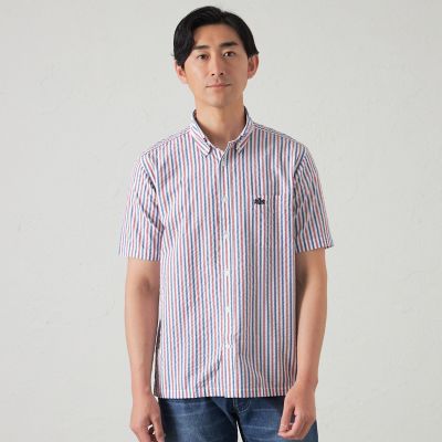 ＜BAKER STREET (Men)＞サッカークラブストライプシャツ（２Ｌ・３Ｌあり）