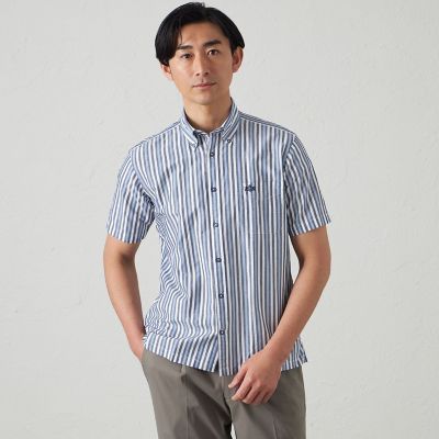 ＜BAKER STREET (Men)＞綿麻オルタネイトストライプシャツ