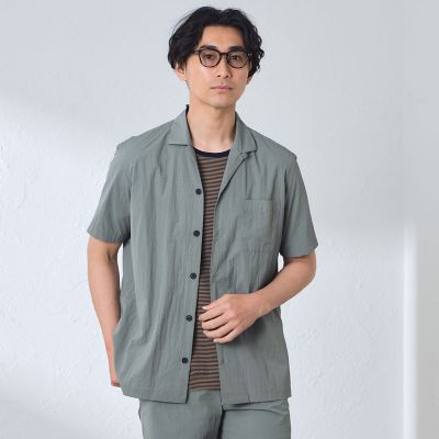 ＜BAKER STREET (Men)＞コットンブレンドクリスピーナイロンシャツ