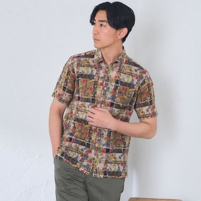 ＜BAKER STREET (Men)＞タータン×フラワープリントシャツ