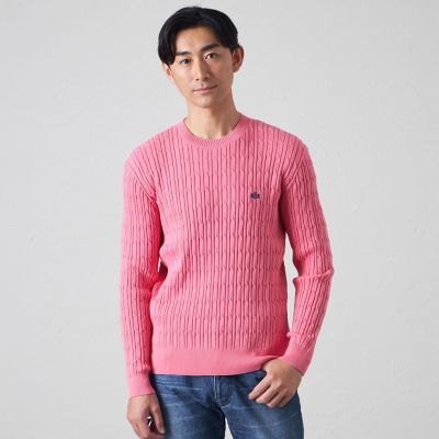 ＜BAKER STREET (Men)＞【ウォッシャブル】ケーブルクルーネックニット