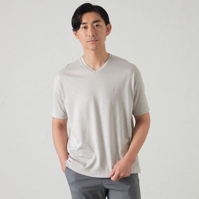 綿／麻プレーティング天竺VネックTシャツ | BAKER STREET (Men 
