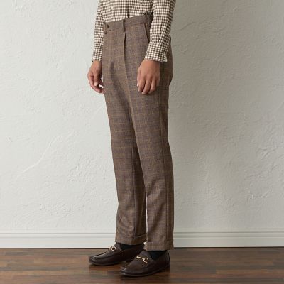 Adjustable Fit】ミドルチェックウールフラノパンツ