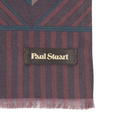 新品 ポールスチュアート シルクマフラー パープル系 ストライプ アラ商事 ストライプ柄／ミニストール | Paul Stuart (Men)/ポール
