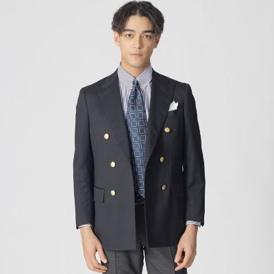 【極美品】ポールスチュアート ウール 銀ボタン 紺ブレザー 46L ジャケット QUINTESSENTIAL】ダブル6ボタン ブレザー | Paul