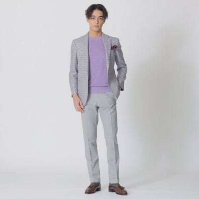 【未使用品】Paul Stuart ビジネススーツ グレー AB6 千鳥柄 ウールリネン千鳥柄ジャケット | Paul Stuart (Men)/ポール