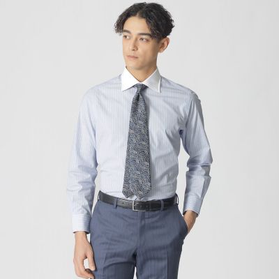 ＜Paul Stuart (Men)＞クレリック　ストライプ柄ドレスシャツ