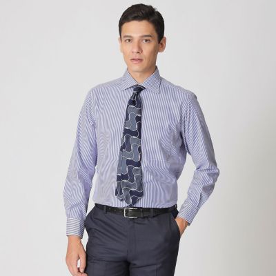 ＜Paul Stuart (Men)＞【Ｎｉｋｋｅｉ　ｍａｇａｚｉｎｅ掲載】ロンスト柄セミワイドカラードレスシャツ