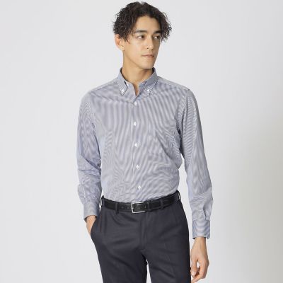 ＜Paul Stuart (Men)＞【Ｎｉｋｋｅｉ　ｍａｇａｚｉｎｅ掲載】「Ｓｔｕａｒｔ’ｓ　Ｔｒａｖｅｌｅｒ」　ストライププリント　ストレッチシャツ