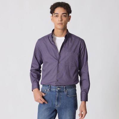 ＜Paul Stuart (Men)＞ジオメトリック柄長袖ボタンダウンシャツ