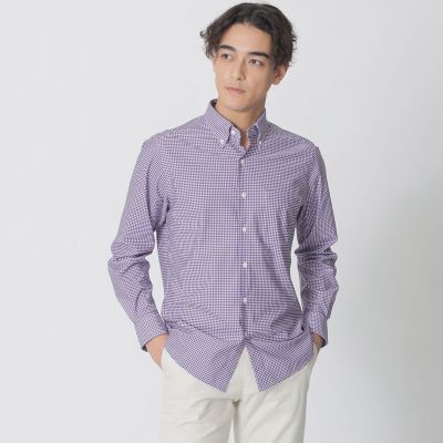 ＜Paul Stuart (Men)＞【ＳＴＵＡＲＴ’Ｓ　ＴＲＡＶＥＬＥＲ】ギンガムチェック柄プリントジャージシャツ