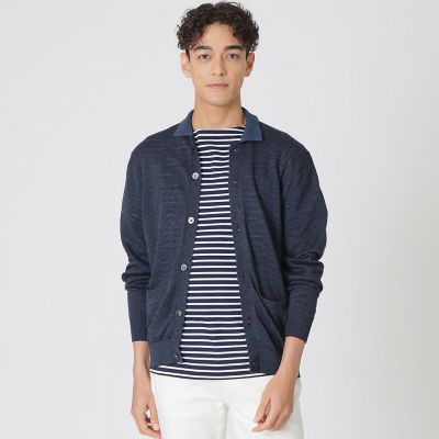 Paul Stuart (Men)/ポール・スチュアート リネンオープンニットポロカーディガン