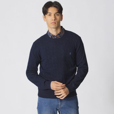 【ＷＥＢ・一部店舗限定】ミニケーブル柄クルーネックセーター