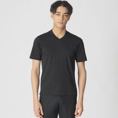 ジャケット合わせに最適】半袖ドレスVネックTシャツ | Paul Stuart