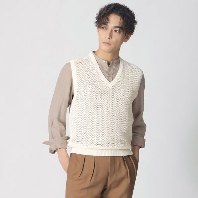 COLLECTION LINE】アイレットヘリンボーン／Vネック