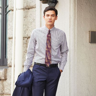 ＜Paul Stuart (Men)＞【数量限定】「ＣＯＬＬＥＣＴＩＯＮ　ＬＩＮＥ」コットンブロードマルチストライプドレスシャツ／タブカラー