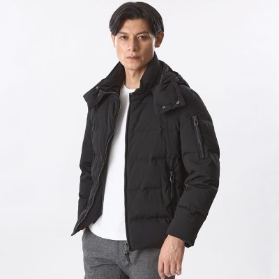 EPOCA UOMO ダウン　フーデットミドルブルゾン　黒　48 L タスランナイロンダウンブルゾン | EPOCA UOMO (Men)/エポカ ウォモ