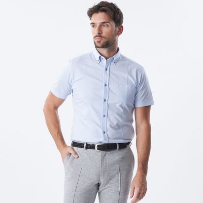 ＜EPOCA UOMO (Men)＞ブライトポリエステル混ショートスリーブシャツ