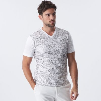 ＜EPOCA UOMO (Men)＞花柄箔プリントＶネックカットソー