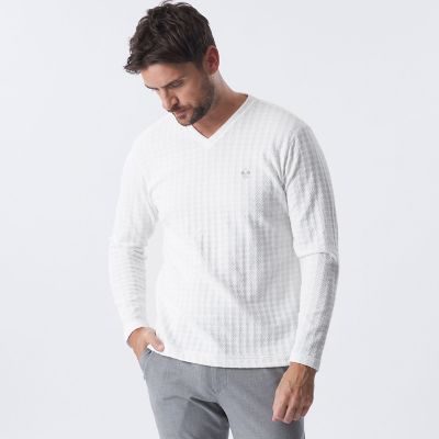 千鳥ジャカードVネックロンT | EPOCA UOMO (Men)/エポカ ウォモ