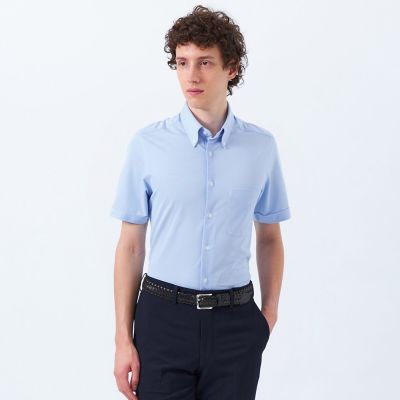 ＜MACKINTOSH PHILOSOPHY (Men)＞トロッター　トリコットジャージー半袖ボタンダウンシャツ　　無地／ストライプ