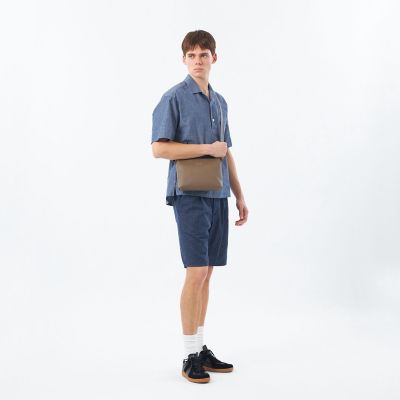 WEEKENDER】プルオーバーオープンカラーシャツ シャンブレー