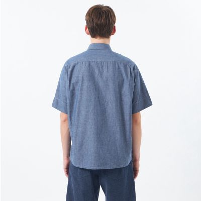 WEEKENDER】プルオーバーオープンカラーシャツ シャンブレー