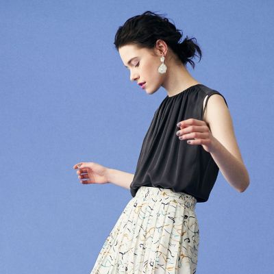 ハイカウントサテン　ノースリーブブラウス