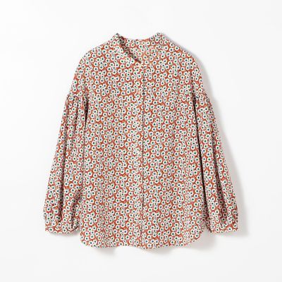 ジオメトリックフラワープリント　２－ｗａｙギャザースリーブシャツ