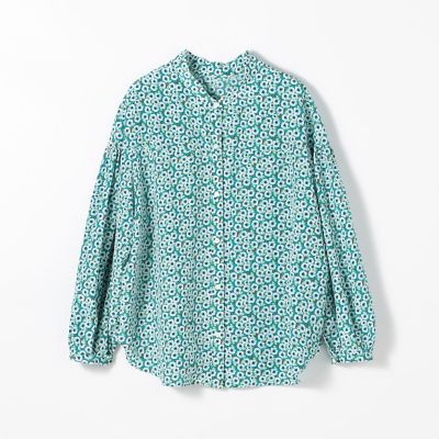 ジオメトリックフラワープリント　２－ｗａｙギャザースリーブシャツ