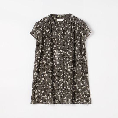 レオパードプリント ショルダーギャザーフレンチスリーブ