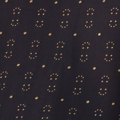 フォイルドットプリント　ボウタイブラウス