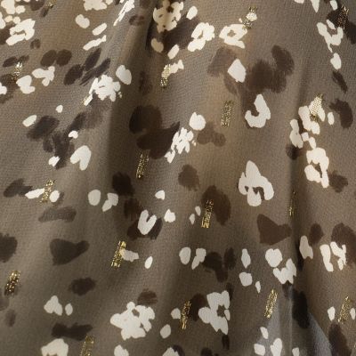 ポリエステルレオパードプリント　ギャザーブラウス