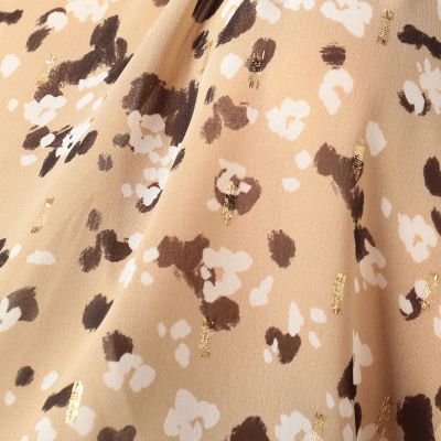 ポリエステルレオパードプリント　ギャザーブラウス