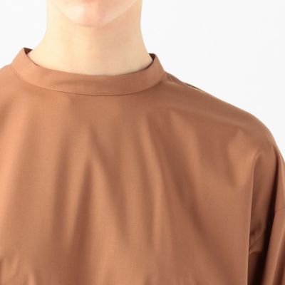 レーヨンポリエステルポプリン　スタンドネックチュニックブラウス