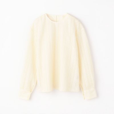 スライトリーレース　クルーネックブラウス