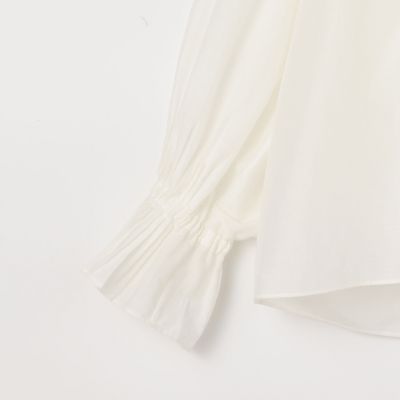 コットンシルク　タックボリュームブラウス